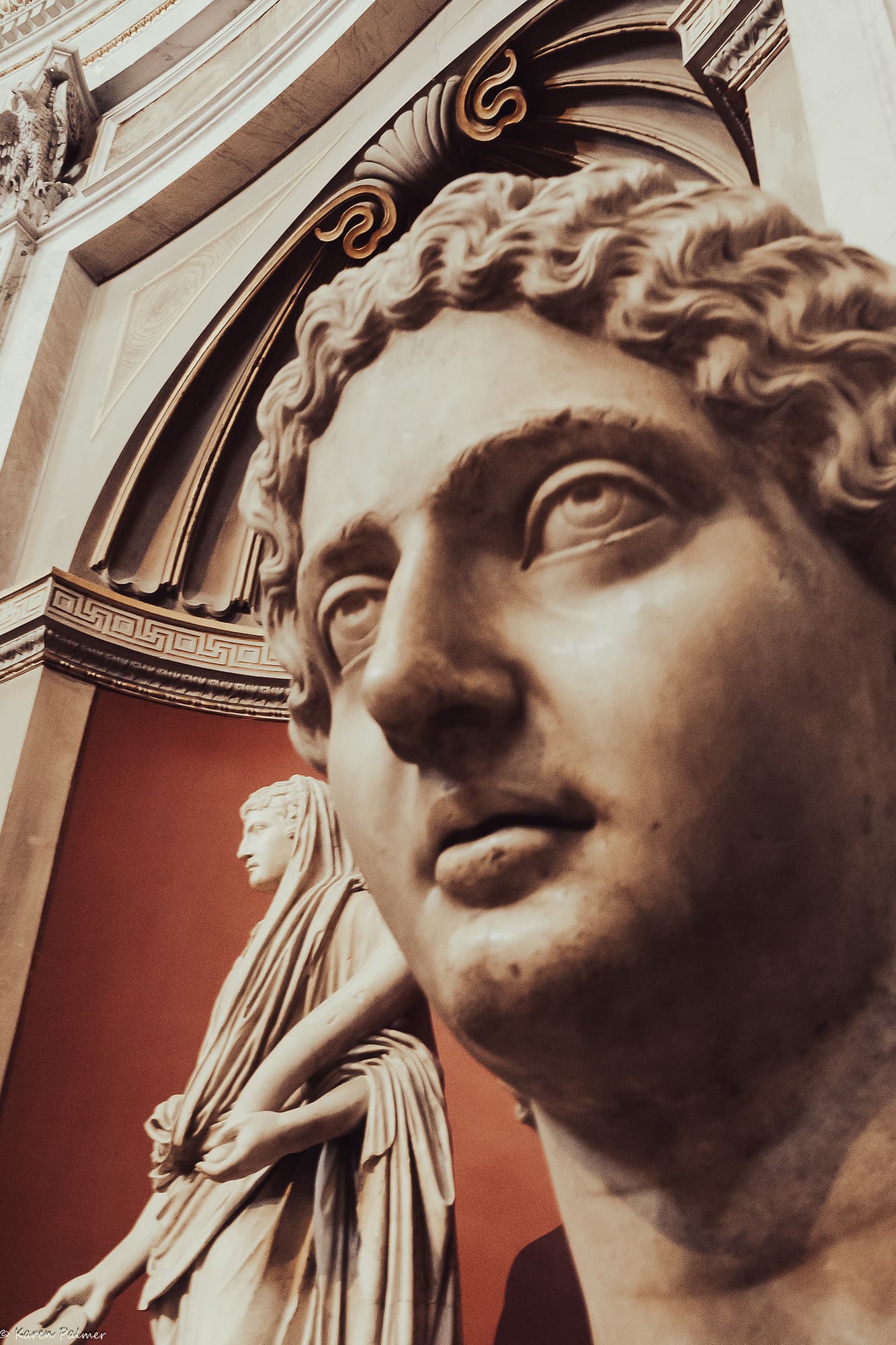 Detail of sculptures inside Vatican, the walled city of Rome.  Travel photography by Karen Palmer