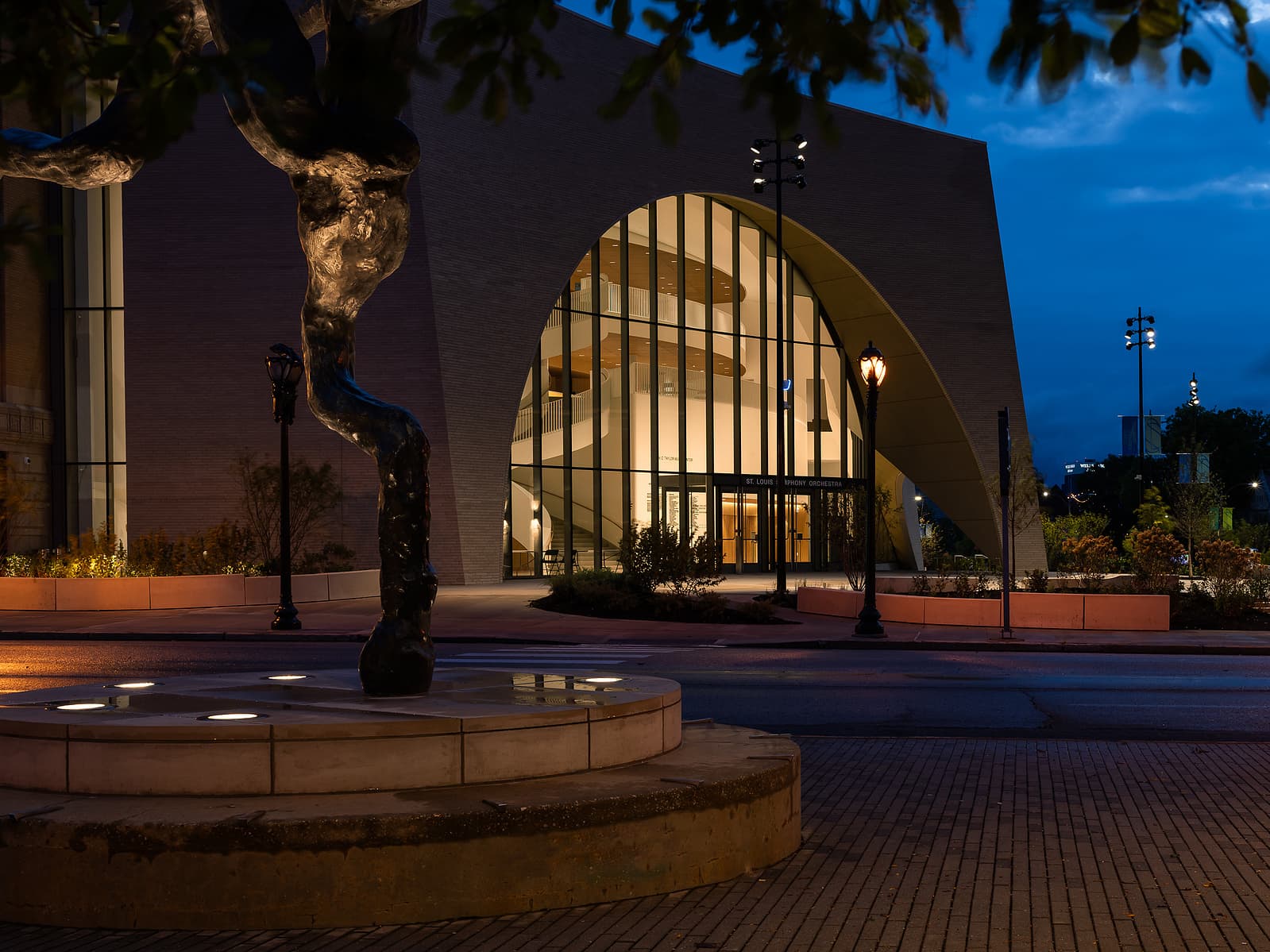Twilight view of the Powel Hall​ Expansion
